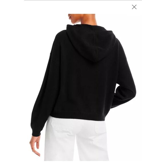 AQUA Black 100% Cashmere Drop Shoulder Hoodie Size Large NWT - Picture 4 of 9
